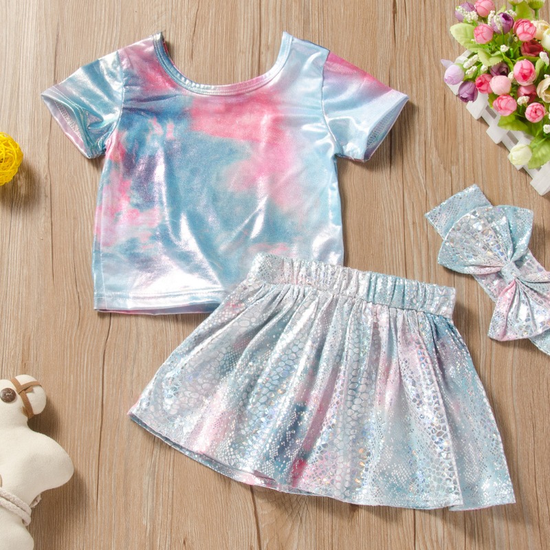 

Lovely Sweet Tie-dye Multicolor Girl Two-piece Skirt Set, Multi