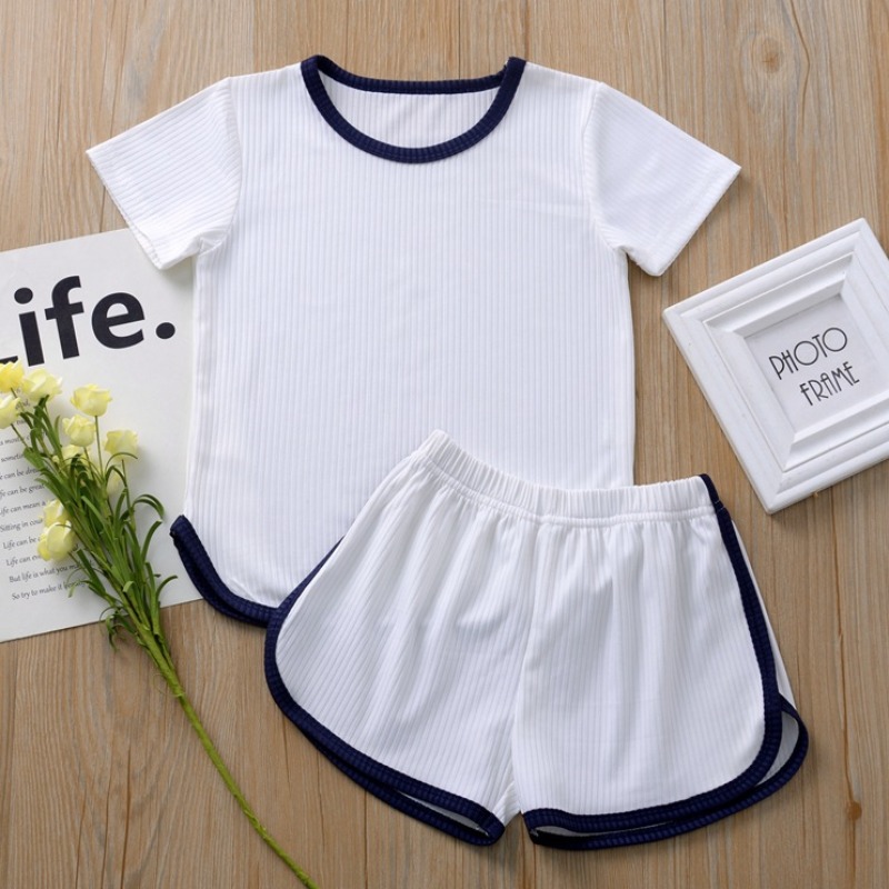 

Lovely Casual Patchwork White Boy Two-piece Shorts Set