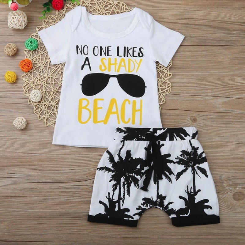 

Lovely Casual O Neck Print White Boy Two-piece Shorts Set