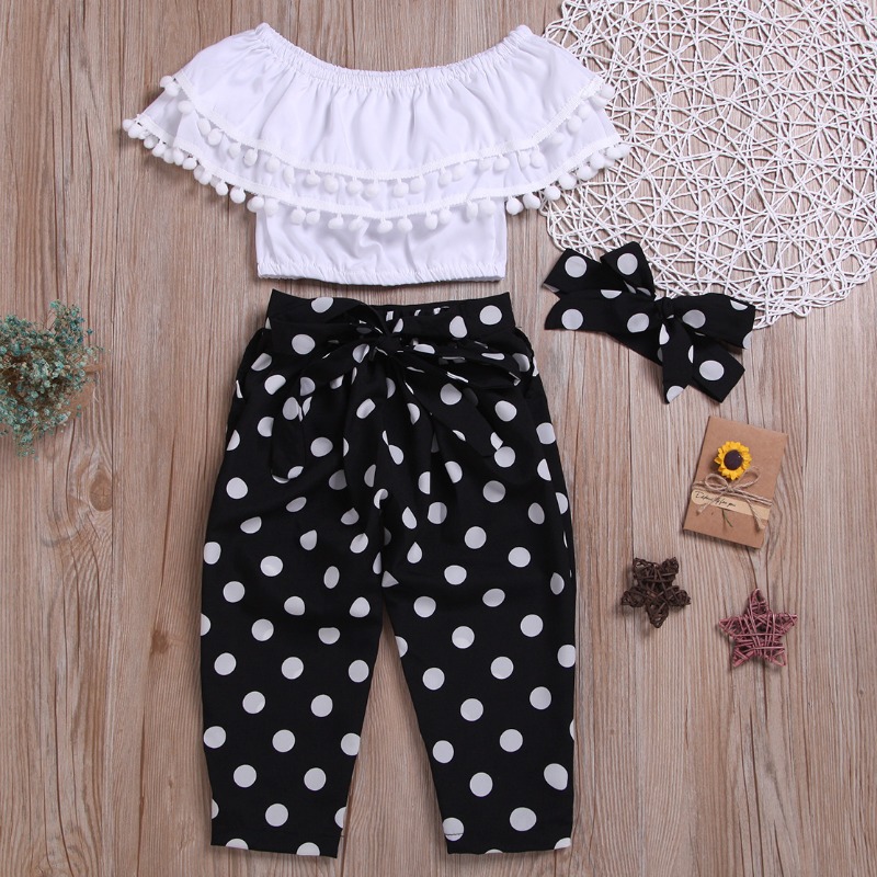 

lovely Sweet Dot Print White Girl Two-piece Pants Set