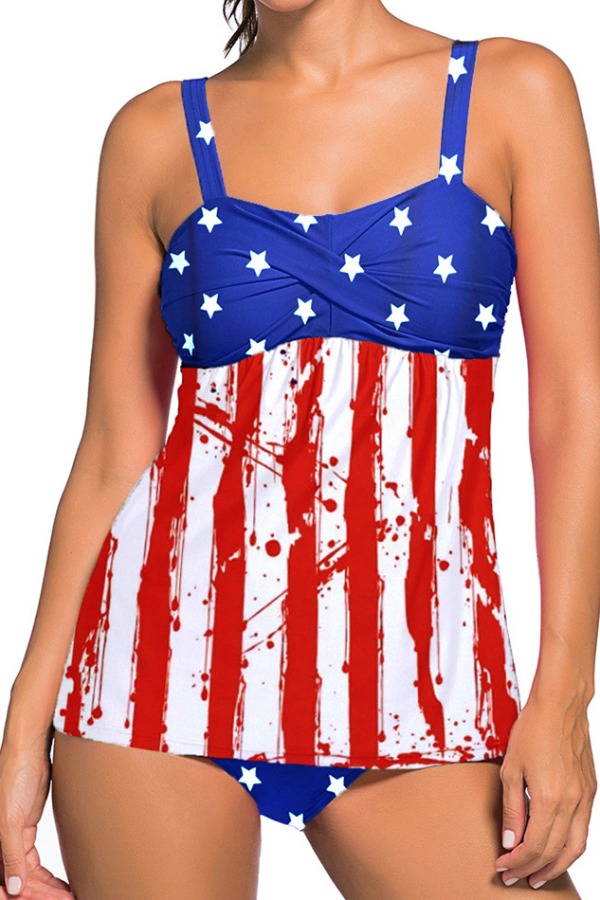 

lovely Print Patchwork Multicolor Two-piece Swimsuit, Multi