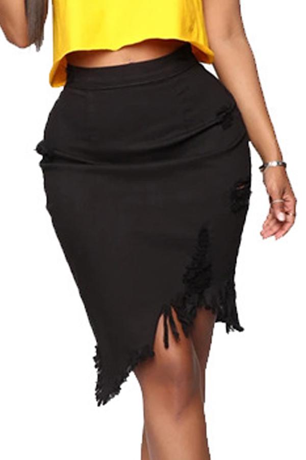 

lovely Trendy Asymmetrical Black Skirt