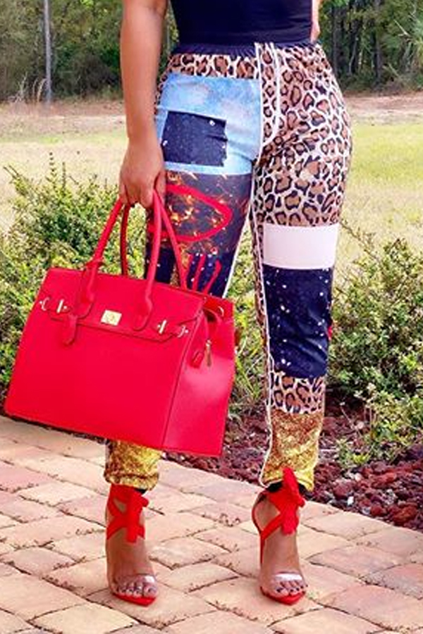 

lovely Trendy Print Coffee Pants