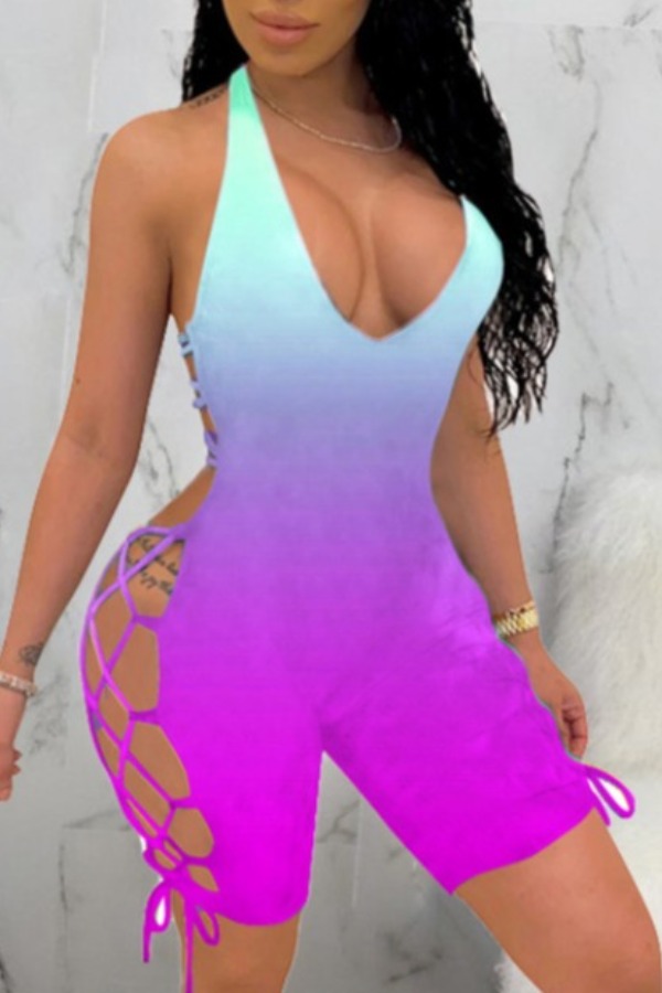 

lovely Sexy Bandage Design Purple One-piece Romper