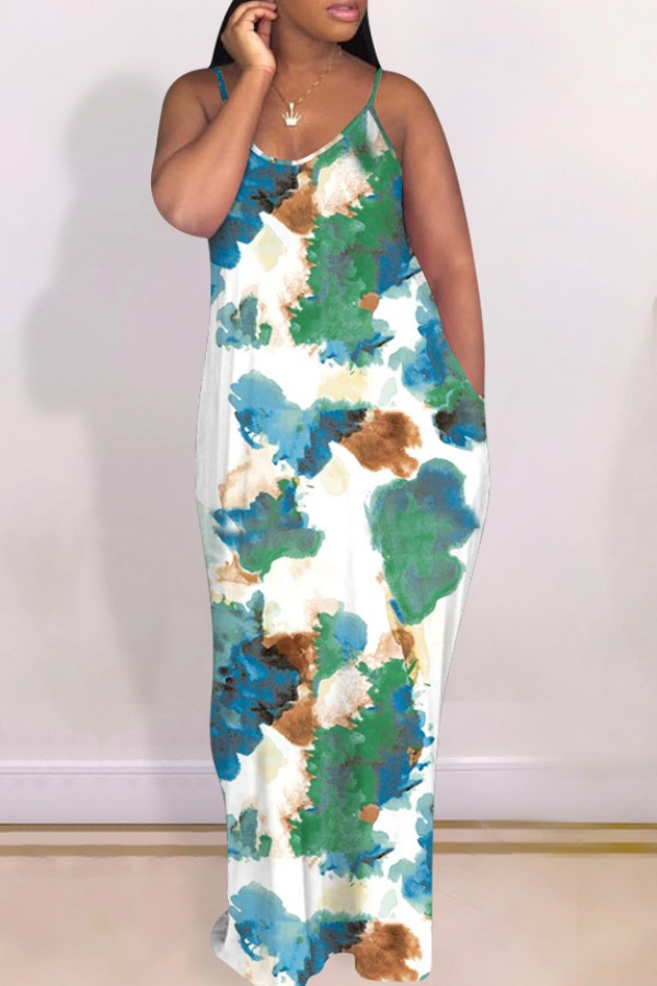 

lovely Bohemian Tie-dye Green Maxi Dress