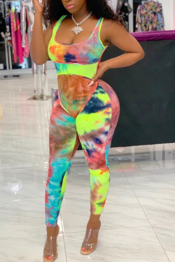 

lovely Trendy Tie-dye Rose Red One-piece Jumpsuit