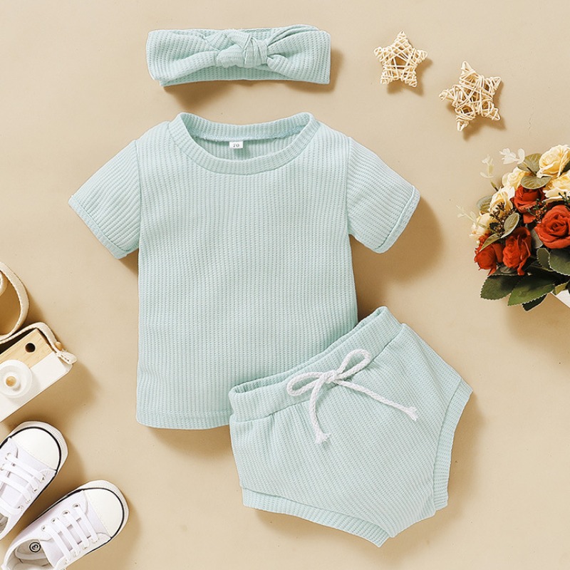

lovely Cosy Lace-up Baby Blue Boy Two-piece Shorts Set