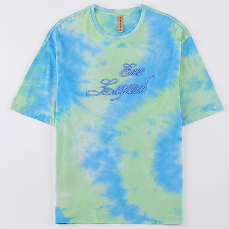 

lovely Leisure O Neck Tie-dye Blue T-shirt