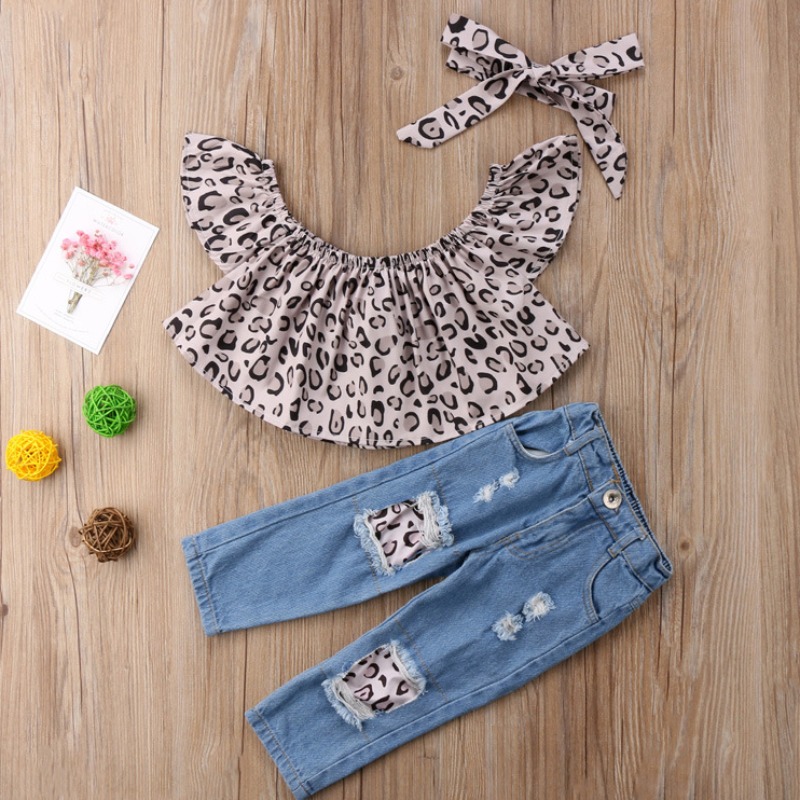 

lovely Leisure Leopard Print Girl Two-piece Pants Set