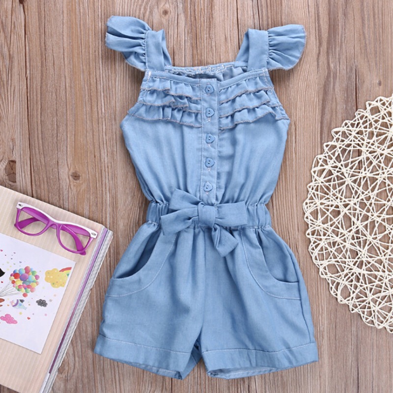

lovely Sweet Buttons Design Baby Blue Girl One-piece Romper
