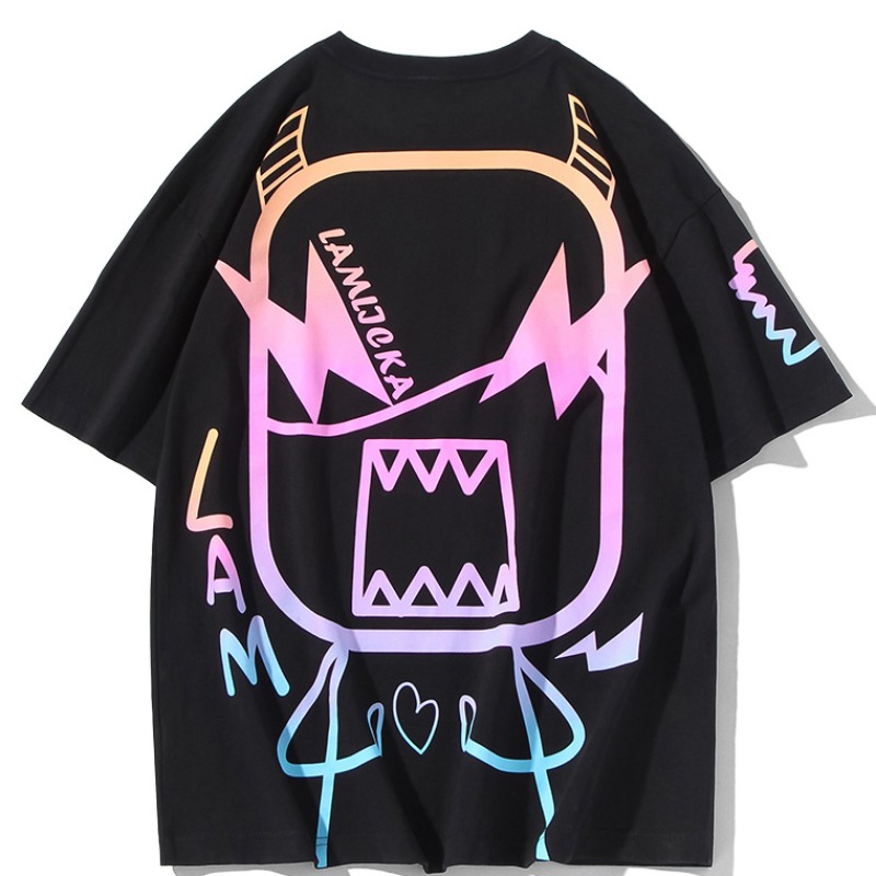 

lovely Street O Neck Print Black T-shirt