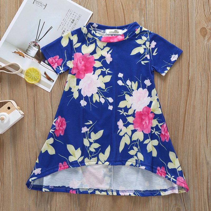 

lovely Casual Plants Print Blue Girl Ankle Length Dress