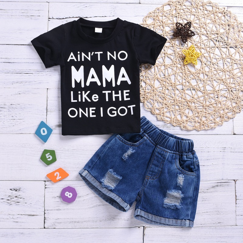 

lovely Leisure Letter Print Black Boy Two-piece Shorts Set