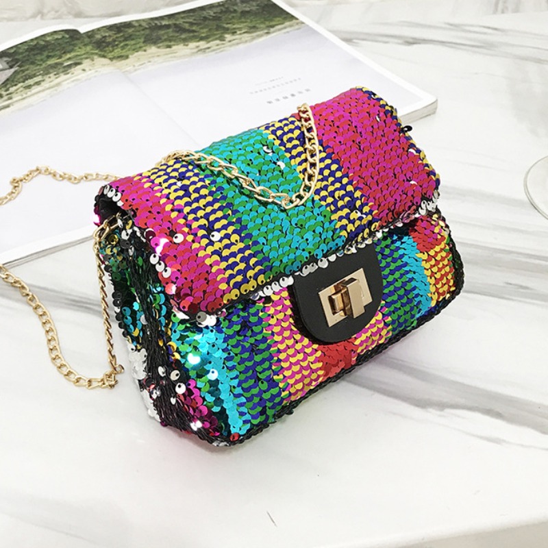 

lovely Stylish Sequined Multicolor Crossbody Bag, Multi