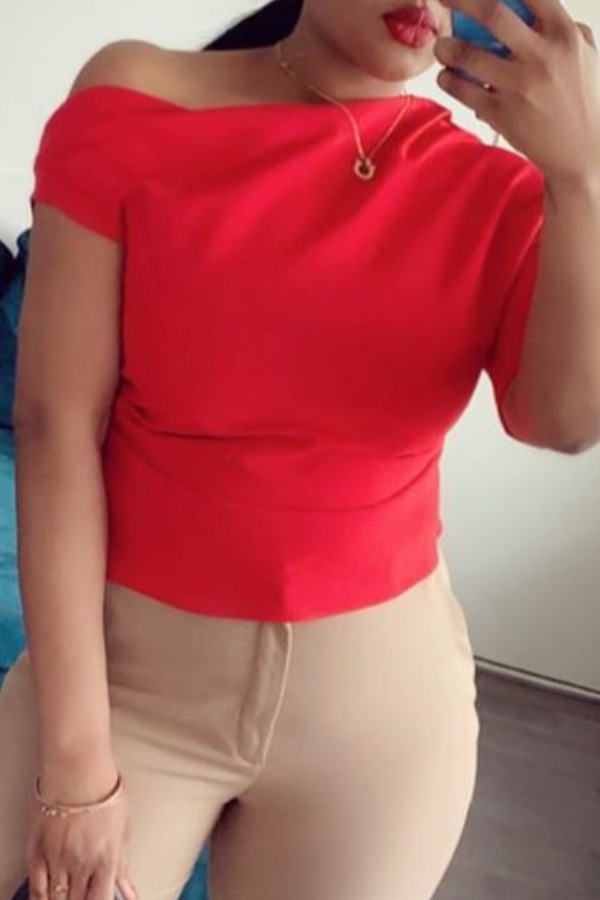 

lovely Casual Basic Red T-shirt