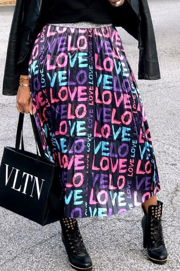 

lovely Casual Letter Print Multicolor Skirt, Multi