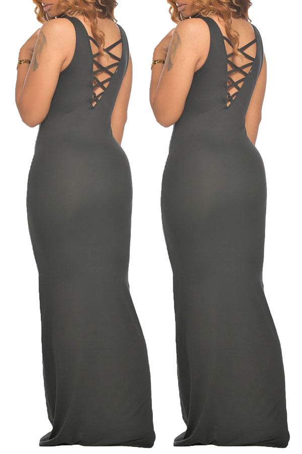 

lovely Sexy Hollow-out Black Maxi Dress