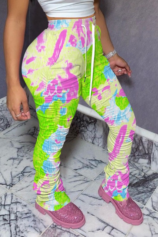 

lovely Trendy Print Green Pants