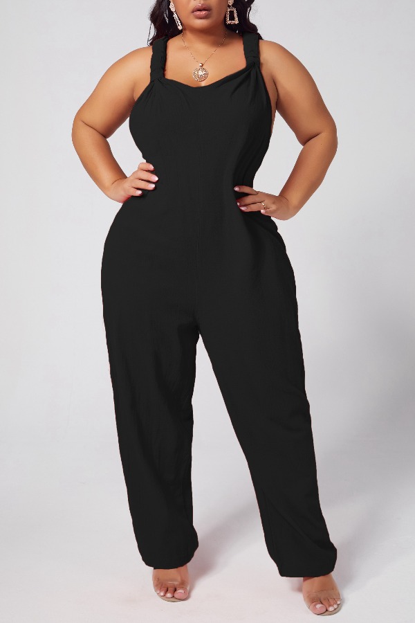 

lovely Leisure Loose Black One-piece Jumpsuit