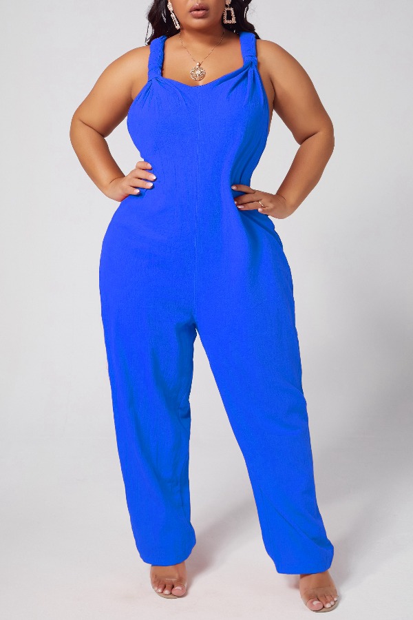 

lovely Leisure Loose Blue One-piece Jumpsuit