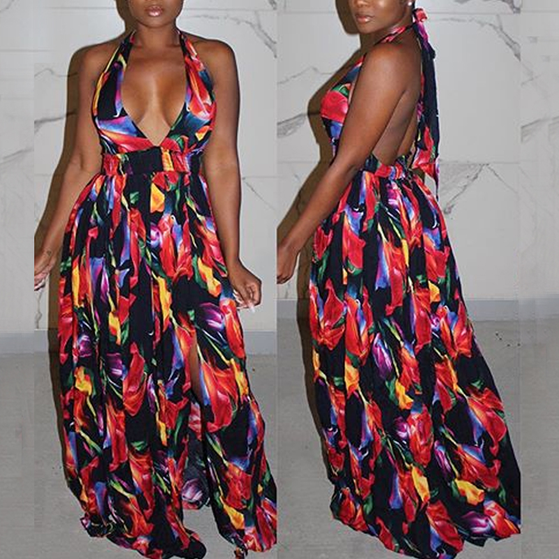 

lovely Bohemian Print Red Maxi Dress