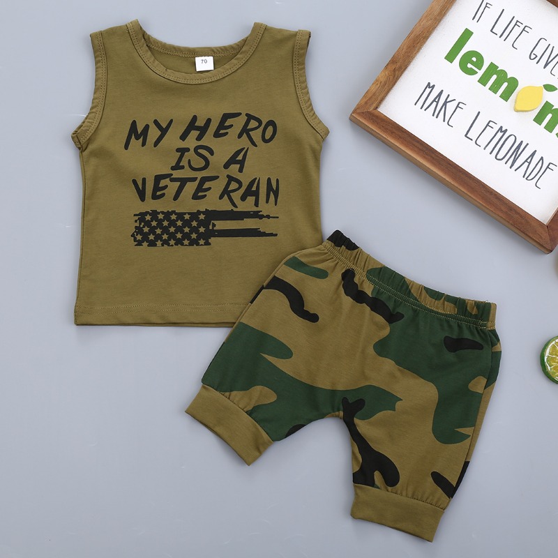 

lovely Casual Letter Print Green Boy Two-piece Shorts Set
