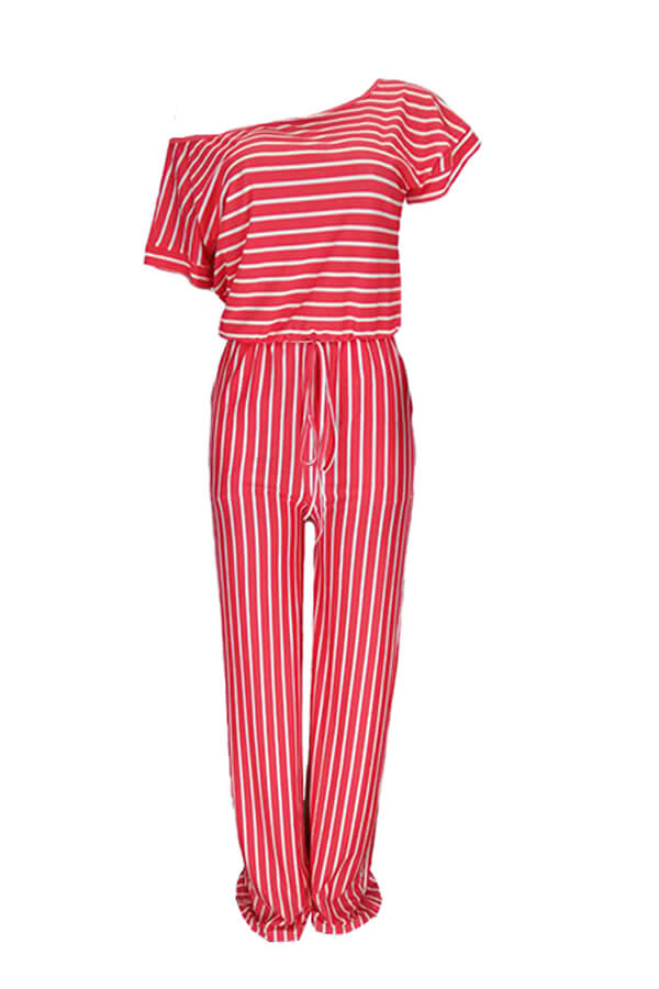 

Lovely Trendy Striped Print Jacinth One-piece Jumpsuit