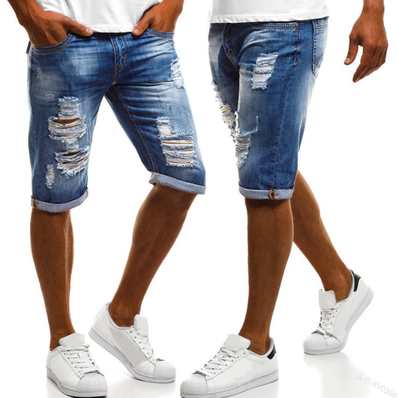 

lovely Casual Broken Holes Blue Denim Shorts