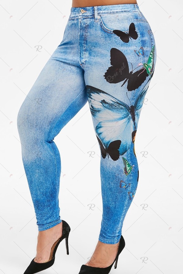 

lovely Leisure Print Blue Plus Size Pants