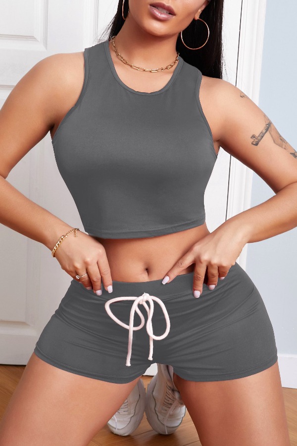 

Lovely Leisure Lace-up Grey Loungewear