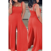 Lovely Casual Loose Red One-piece Jumpsuit