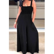Lovely Casual Loose Black Plus Size One-piece Jump