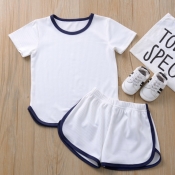 Lovely Casual Patchwork White Boy Two-piece Shorts