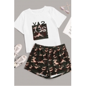 Lovely Casual Camo Print Plus Size Two-piece Short