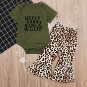 Lovely Casual Print Green Girl Two-piece Pants Set