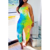 Lovely Leisure Tie-dye Green Plus Size One-piece J