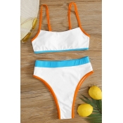 Lovely Patchwork White Two-piece Swimsuit