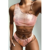 Lovely Bandage Design Pink Two-piece Swimsuit