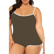 lovely Leisure Patchwork Army Green One-piece Romp