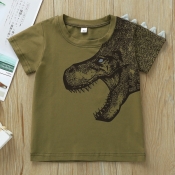 lovely Leisure Print Army Green Boy T-shirt