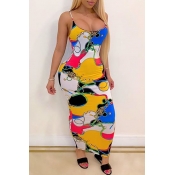 Lovely Casual Print Yellow Ankle Length Dress