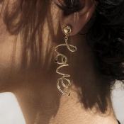 lovely Stylish Letter Gold Earring