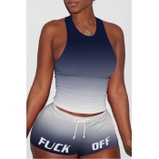 Lovely Sportswear Gradual Change Black Two-piece S