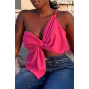 Lovely Stylish Knot Design Rose Blouse