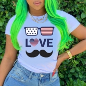 lovely Leisure O Neck Print White T-shirt