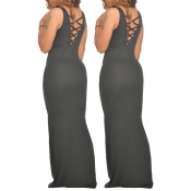 lovely Sexy Hollow-out Black Maxi Dress