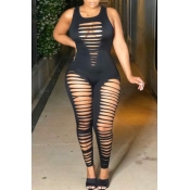 lovely Sexy Hollow-out Black One-piece Jumpsuit