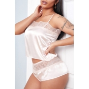 lovely Sexy Lace Patchwork Light Pink Sleepwear