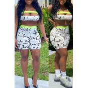 lovely Sportswear Letter Print White Two-piece Sho