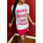 lovely Sportswear Letter Print Red Two-piece Short
